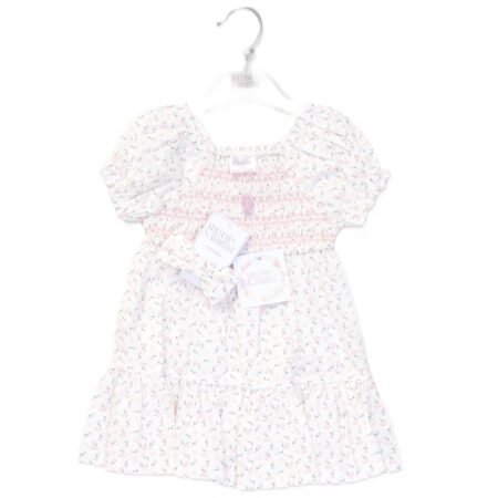 Willow & Whistle Girls Smocked Panel Dress & Headband Set