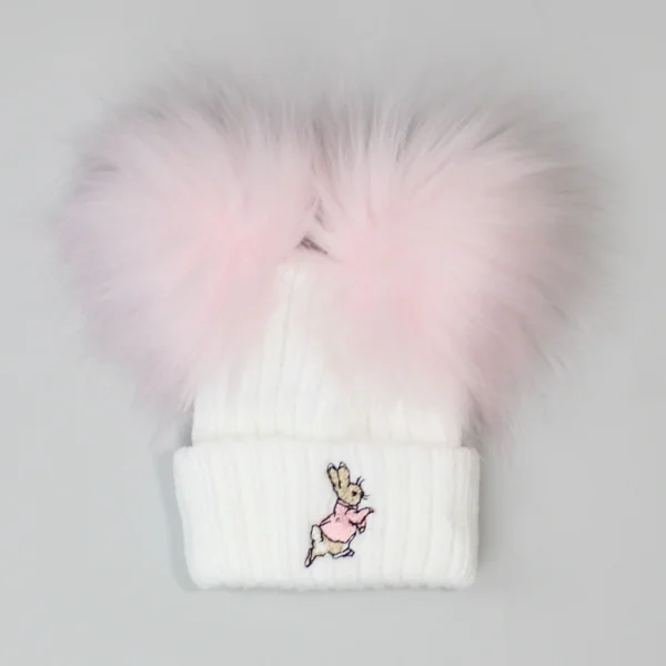 Baby Girls Rabbit Double Pom Hat - Pink (copy)