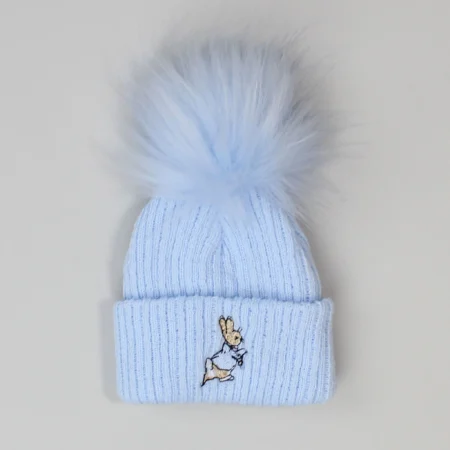 Baby Boys Rabbit Pom Hat - Blue 1-9m