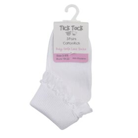 Baby Girls 3 Pack White Frilly Lace Tot Socks