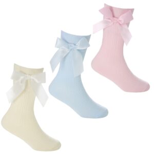 Baby Girls 1 Pair Cable Knee High Socks With Bow- Assorted