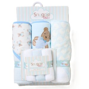 Baby Teddy 6 Piece Hooded Towels & Washcloths Bath Time Set