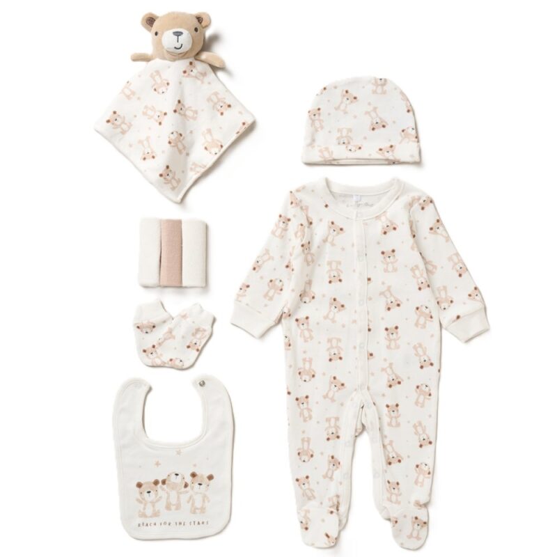 Baby Unisex Bear 8 Piece Mesh Bag Gift Set