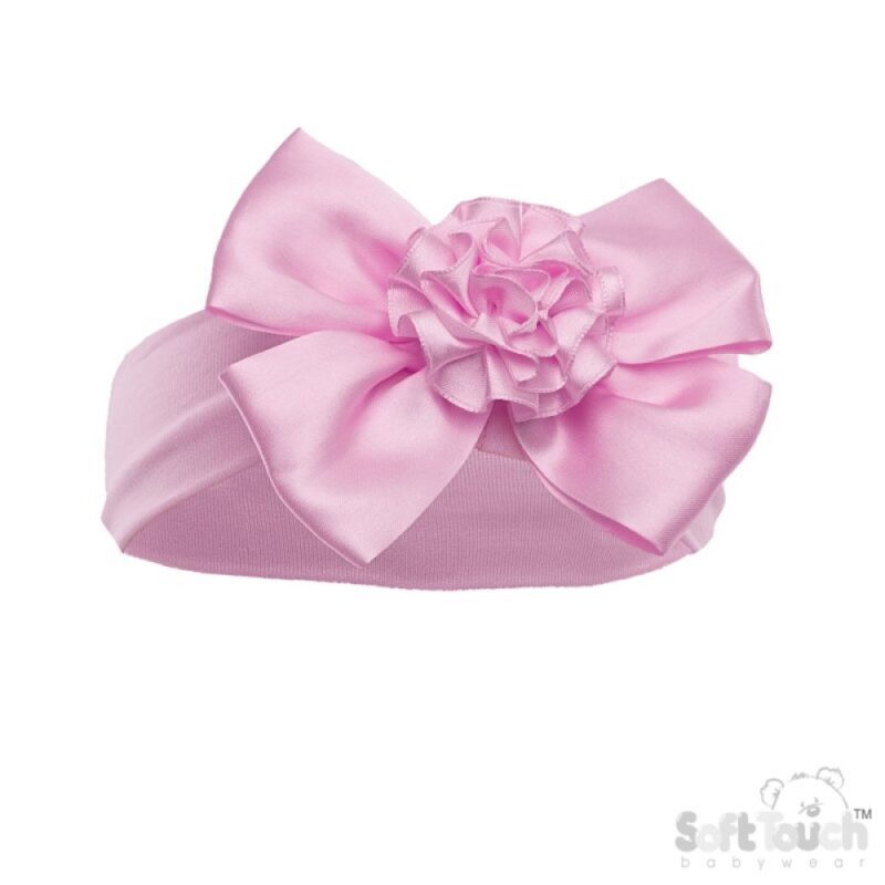 Pink Headband W/bow & Flower