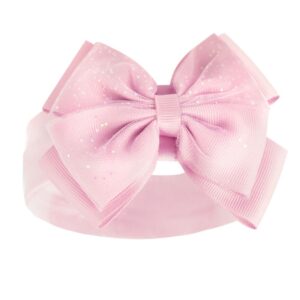 Red Headband W/glitter Bow - Baby Pink