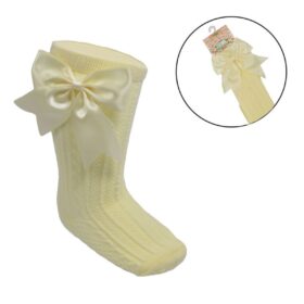 Lemon Knee Length Socks W/large Bow (0-24 Months)
