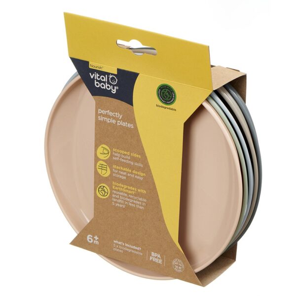 Vital Baby Nourish Perfectly Simple Plates 5pk - Natural