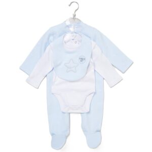 Baby Boys Quilt Jacquard All In One, Bib & Bodysuit