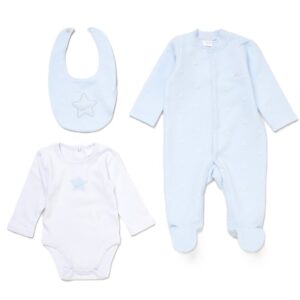 Baby Boys Quilt Jacquard All In One, Bib & Bodysuit