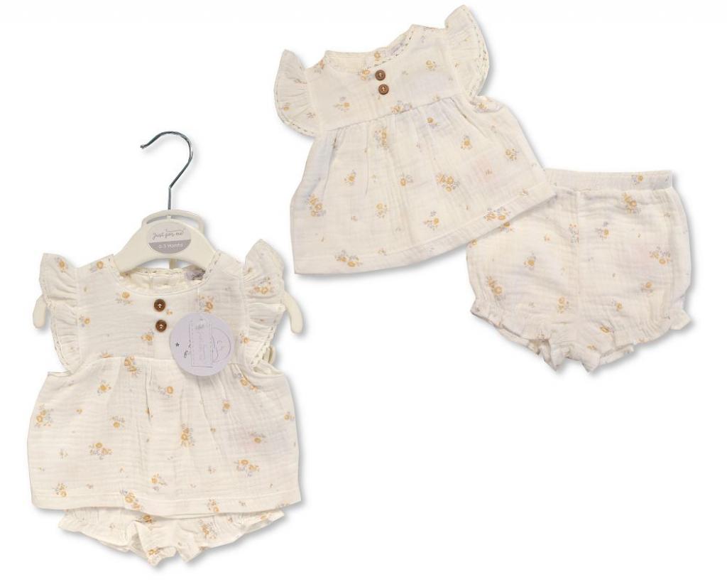 Baby Girls 2pc Crinkle Muslin Set - Flowers Baby Girls 2pc Crinkle Muslin Set - Flowers