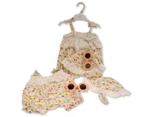 Girls 2pcs Romper Set With Sunglasses - Wild Flowers