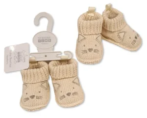 Knitted Baby Booties With Bunny Face Embroidery And Ears (copy)