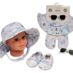 Baby Boys Sun Hat, Sun Glasses And Non-slip Shoes Set (6-18m)