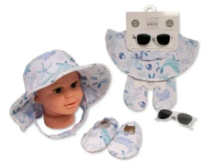 Baby Boys Sun Hat, Sun Glasses And Non-slip Shoes Set (6-18m)