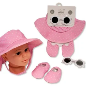 Baby Girls Sun Hat, Sun Glasses And Non-slip Shoes Set (6-18m)