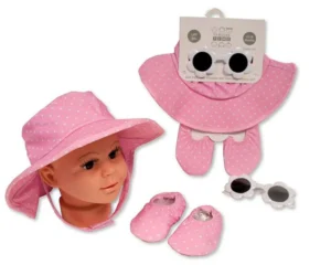 Baby Girls Sun Hat, Sun Glasses And Non-slip Shoes Set (6-18m)