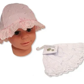 Summer Hat With Lace, Embroidery And Bow