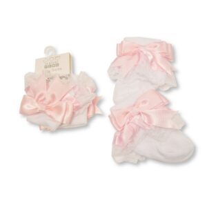 Baby Lace Socks With Bow - Pink