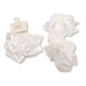 Baby Lace Socks With Bow - White
