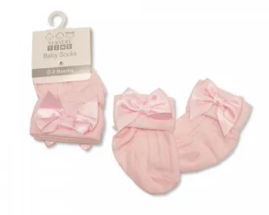 Baby Socks With Bow - Sky- Newborn (copy)