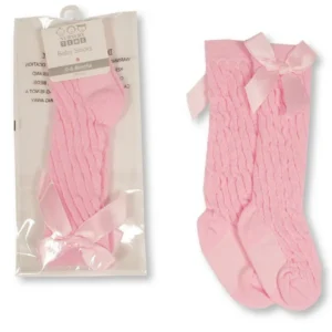 Baby Knee Length Socks With Bow - Pink