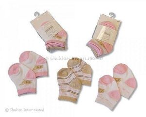 Baby Girls 3pk Trainer Socks- Pink/ Cream