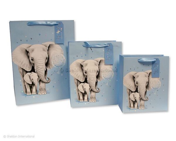 Gift Bag ' Beautiful Baby Boy' - Elephant- Large