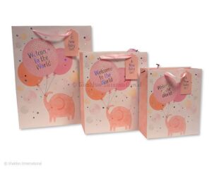 Gift Bag ' Welcome To The World'- A New Baby Girl'- Large