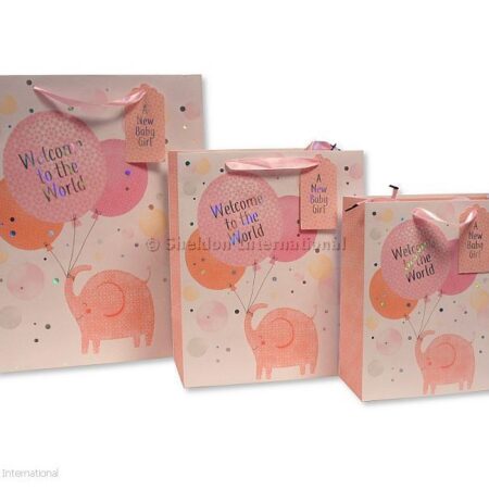 Gift Bag ' Welcome To The World'- A New Baby Girl'- Large