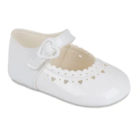 Soft Sole Girls Velro Bar Shoes With Heart Trim