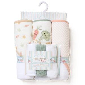 Baby Vegetables 6 Piece Hooded Towels & Washcloths Bath Time Set
