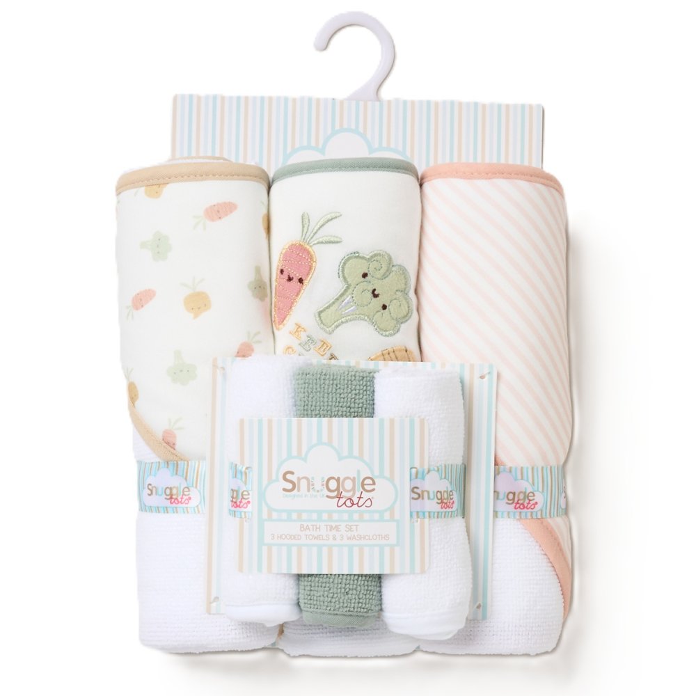 Baby Vegetables 6 Piece Hooded Towels & Washcloths Bath Time Set Baby Vegetables 6 Piece Hooded Towels & Washcloths Bath Time Set