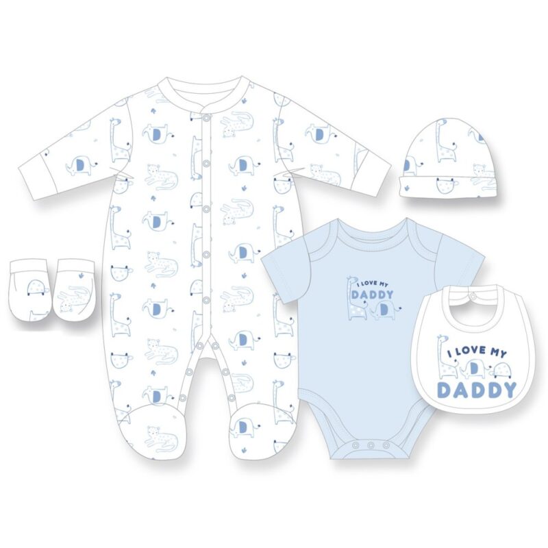 Baby Boys " I Love My Daddy" 6 Piece Mesh Bag Gift Set