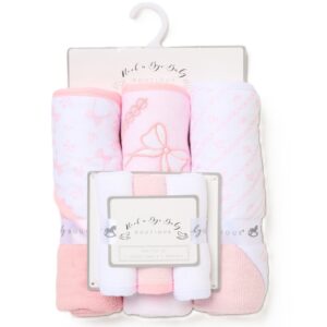 Baby Pink Bows 6 Piece Hooded Towels & Washcloths Bath Time Set