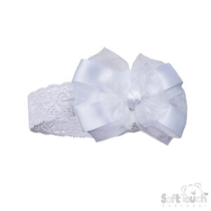 White Lace Headband W/bow