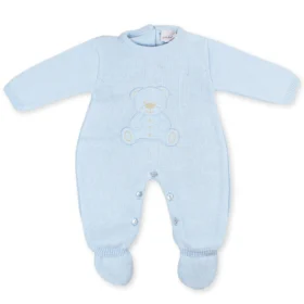 Baby Boys Blue Knitted Baby All In One – Teddy Bear