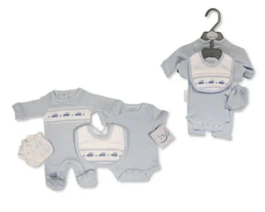 Premature Baby Boys 4 Pcs Set With Smocking - Cars