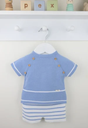 Pex Casper Shorts Suit Dusky Blue/white