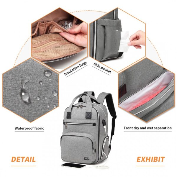 Multi Functional Changing Backpack With Usb Charging Interface - Grey
