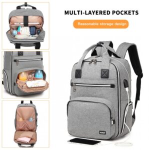 Multi Functional Changing Backpack With Usb Charging Interface - Grey