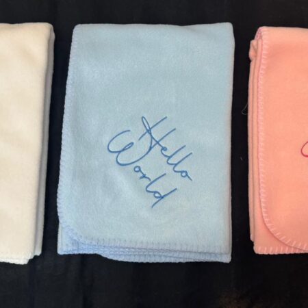 Hello World Embroided Fleece Blanket