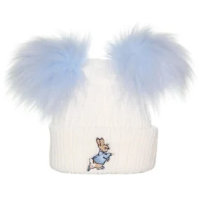 Pink/white Faux Fur 2 Pom Pom Hat With Rabbit- 6-12m (copy)