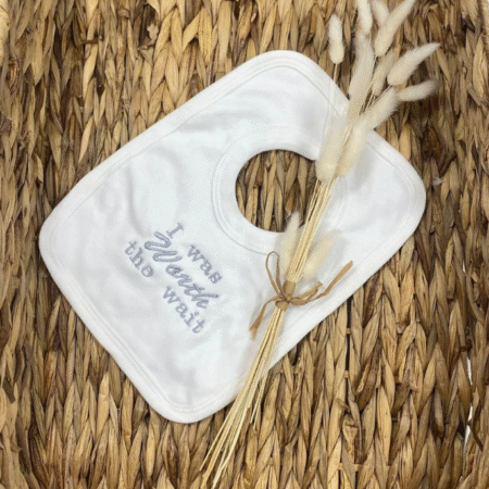 Worth The Wait Bib - White
