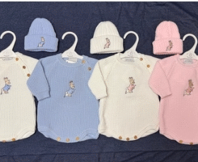Knitted Peter Rabbit Romper With Hat