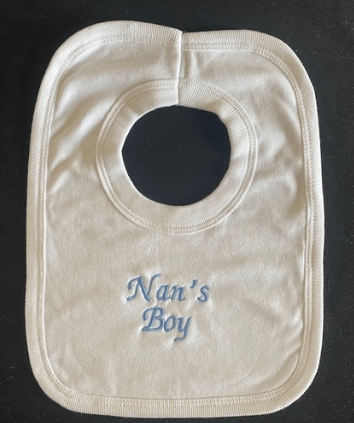 Nans Boy Pop On Bib- White Nans Boy Pop On Bib- White