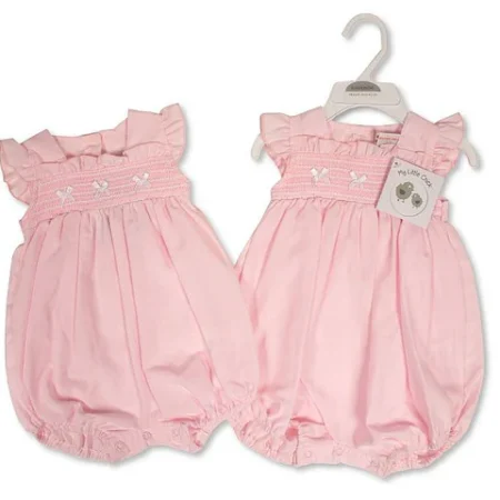 Baby Girls Romper With Smocking And Bows