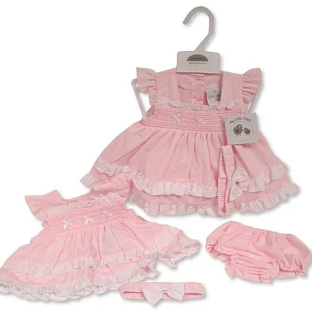Tiered Baby Dress With Smocking And Bows