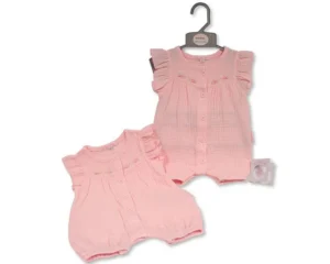 Baby Girls Romper With Embroidery - Flowers
