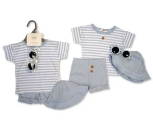 Baby Boys 3pcs Shorts Set With Sunglasses