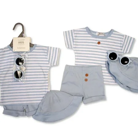 Baby Boys 3pcs Shorts Set With Sunglasses